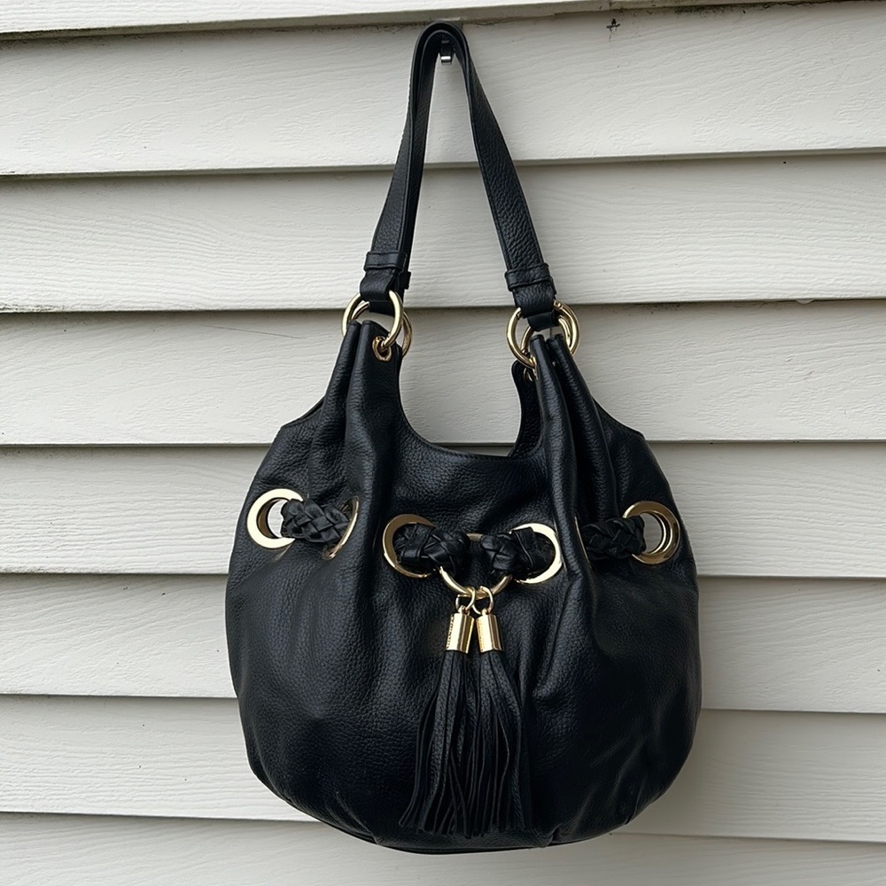 Michael Kors braided grommet leather hobo